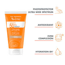 Avène Very High Protection Tinted Cream SPF 50+ 50 ml in skincare routine – water-resistant tinted sun cream with antioxidant vitamin E and spring water