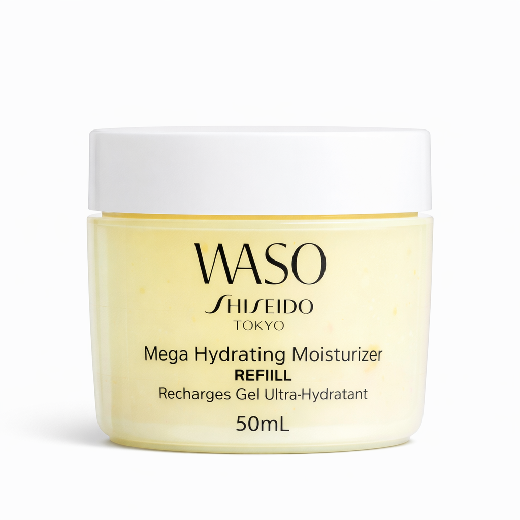 Shiseido WASO Mega Hydrating Moisturizer refill jar on a white background