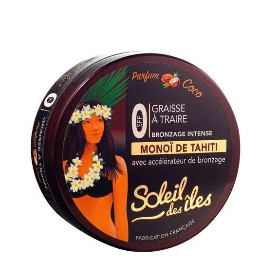 Tin of Soleil Des Îles Intense Tanning Balm (Graisse à Traire) with SPF 0, 150 ml