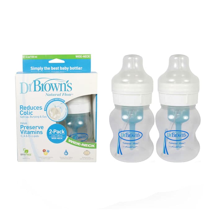Dr Brown's Natural Flow 2 Wide-Neck Bottles 120 ml - dsonline.me