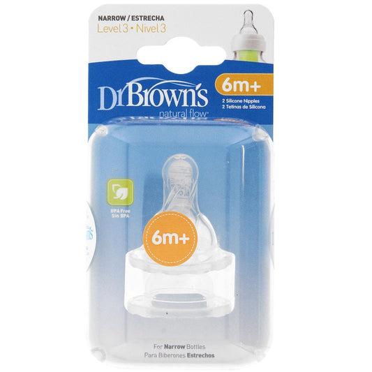 Dr Brown's Narrow 2 Silicone Nipples 6m+ - dsonline.me