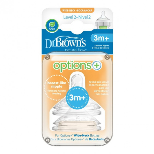 Dr Brown's Wide-Neck 2 Silicone Nipples 3m+ - dsonline.me