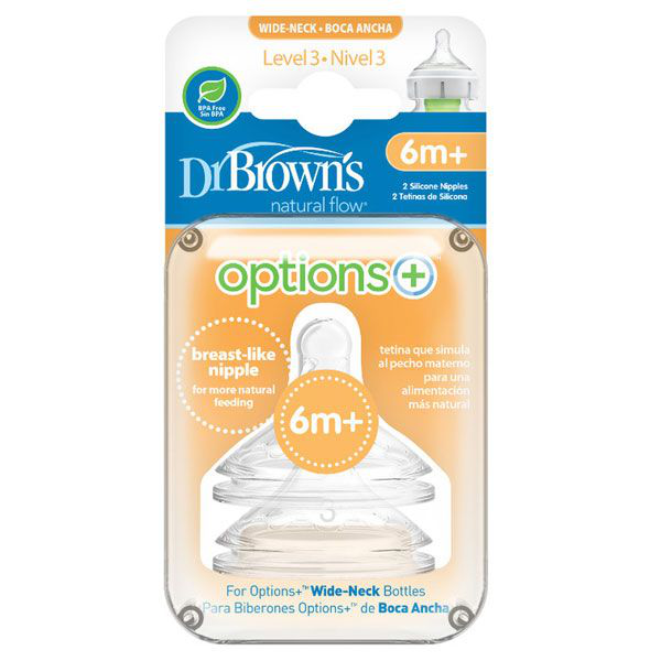 Dr Brown's Wide-Neck 2 Silicone Nipples 6m+ - dsonline.me