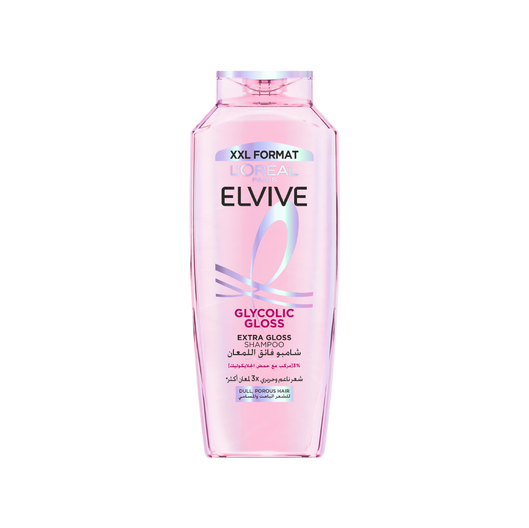 L'Oréal Paris Elvive Glycolic Gloss Extra Gloss Shampoo for Dull Porous Hair Powered by 3% Glycolic Acid