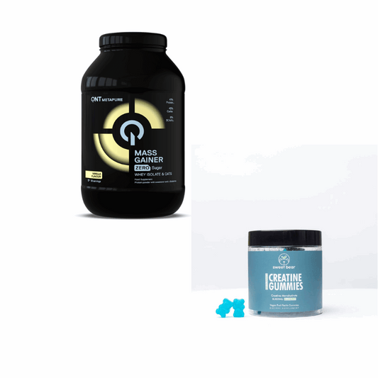 Sweet Bear Creatine 120 Gummies & Metapure Mass Whey Protein Isolate Gainer Vanilla (1815g)
