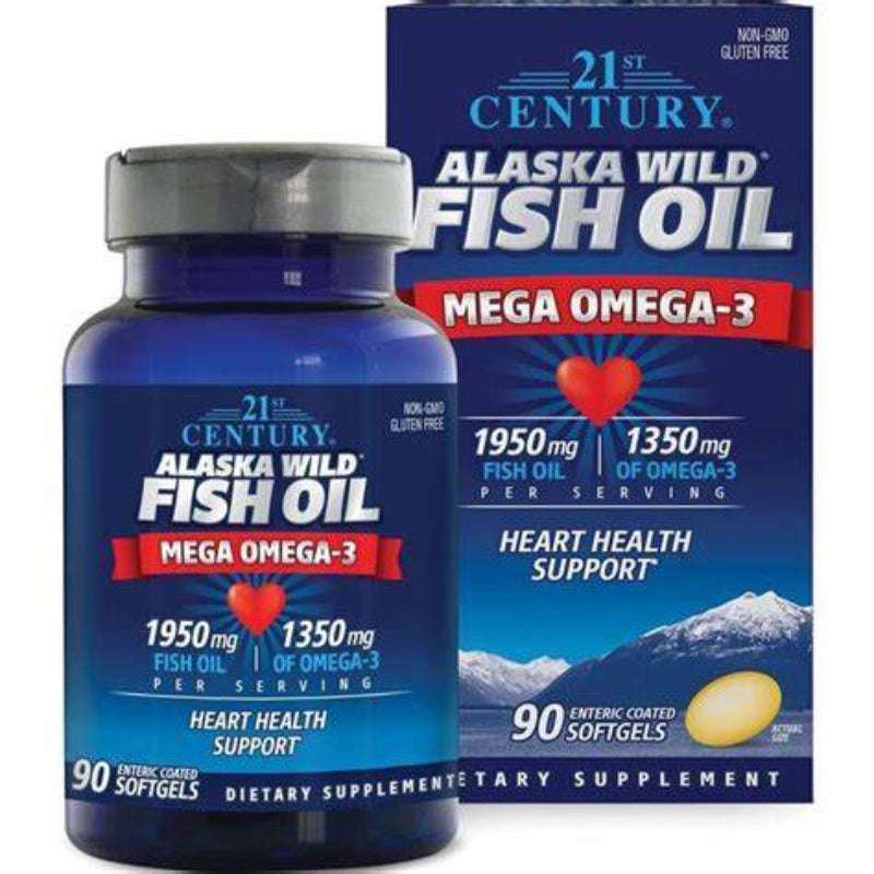 21st Century, Alaska Wild Fish Oil, Mega Omega 3, 90 Enteric Coated Softgels