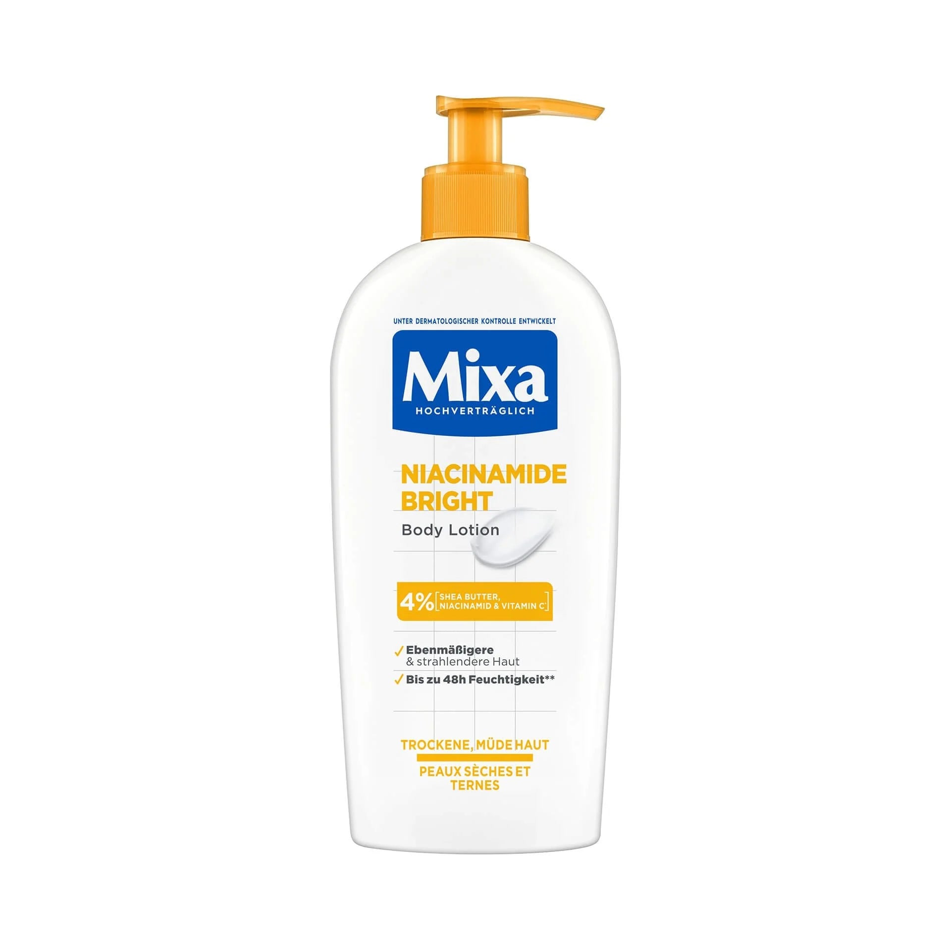 Mixa Niacinamide Bright Body Lotion For Dry & Dull Skin in Need of Unifying With Shea Butter, Niacinamide & Vitamin C