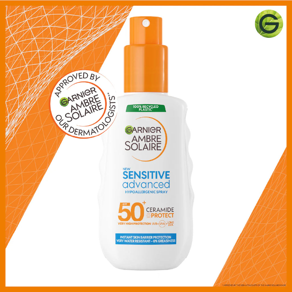 Garnier Ambre Solaire Sensitive Advanced SPF 50+ Ceramide Protect Sunscreen Spray For Adults 150ml