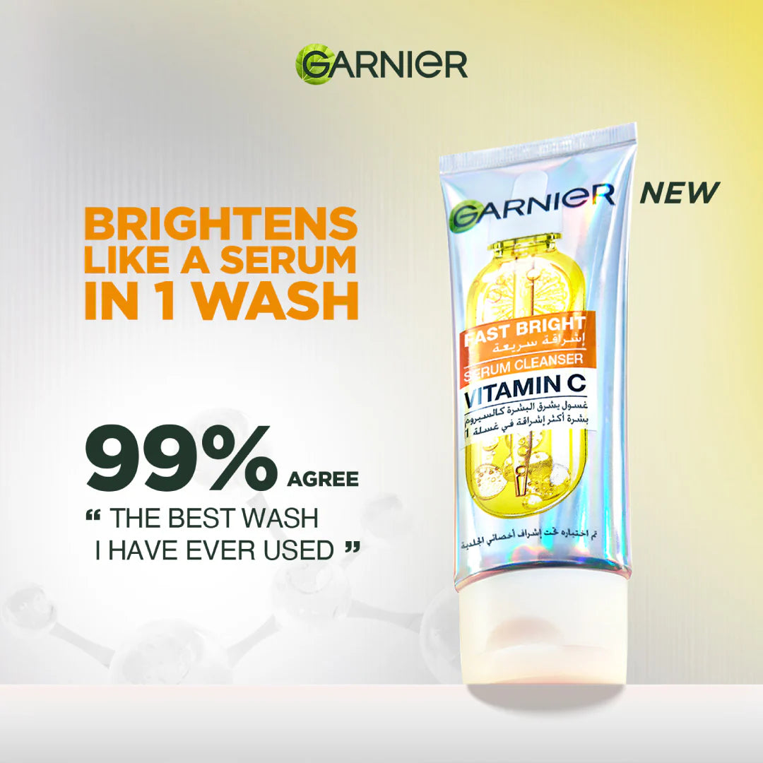 Garnier Fast Bright Serum Cleanser Dual Action Foam Cleanser 100ml