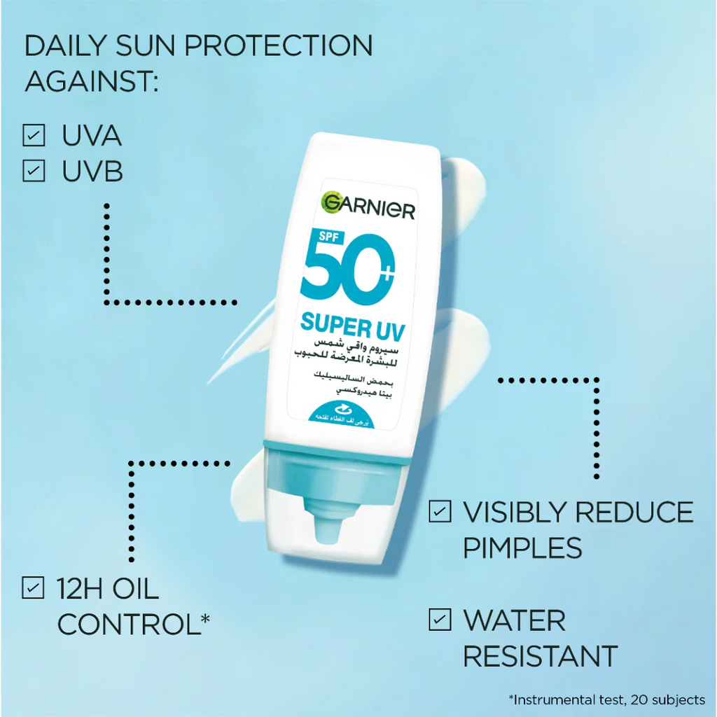 Garnier Super UV Anti-Acne SPF50+ Sunscreen – 12H Oil Control