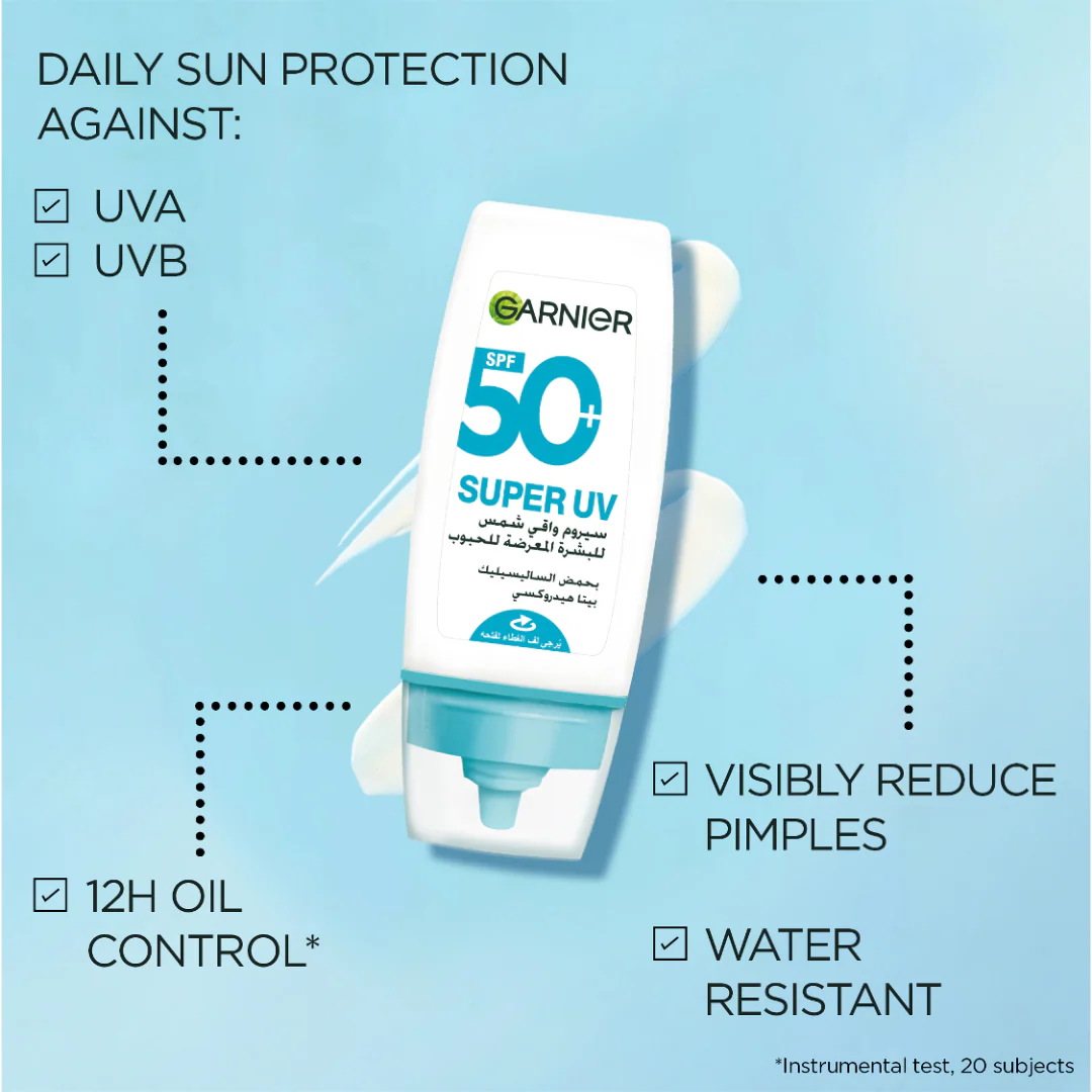 Garnier Super UV Anti-Acne SPF50+ Sunscreen – 12H Oil Control