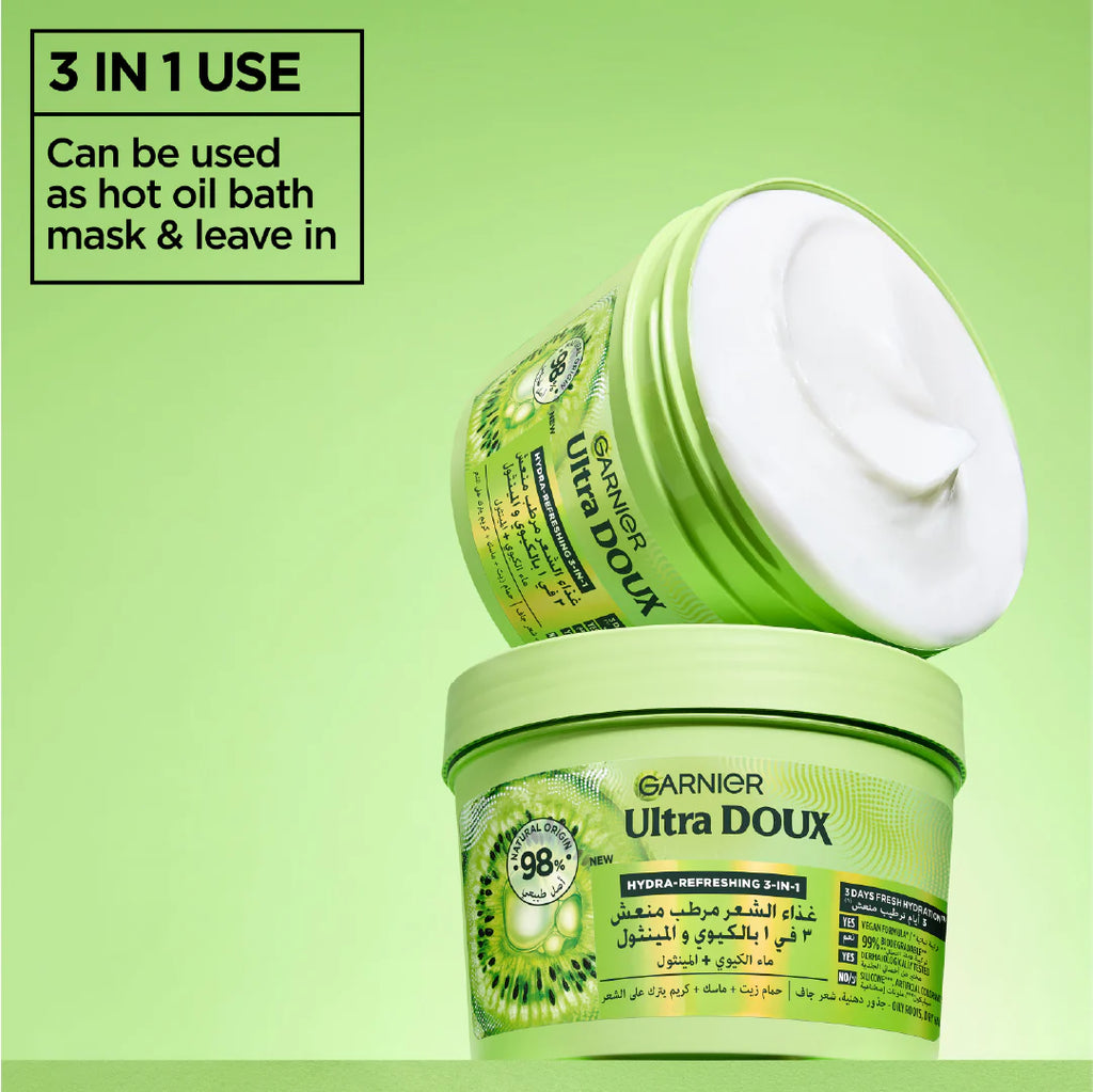 Garnier Ultra Doux Hair Food Kiwi Hydrating Hair Mask for Oily Roots & Dry Hair – 390ml