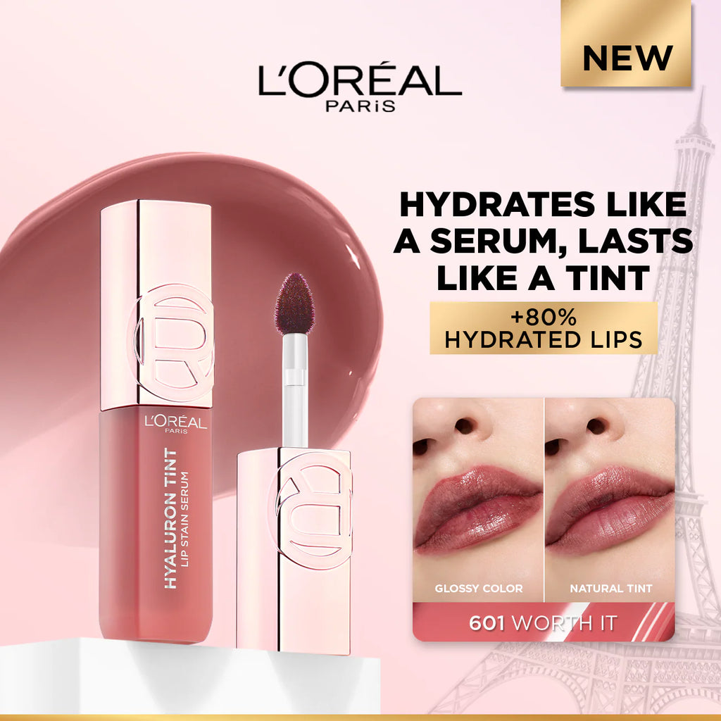 L'Oréal Paris Hyaluron Tint Lip Stain Serum Long Lasting, Hydrating Lip Makeup Infused with Hyaluronic Acid 5ml