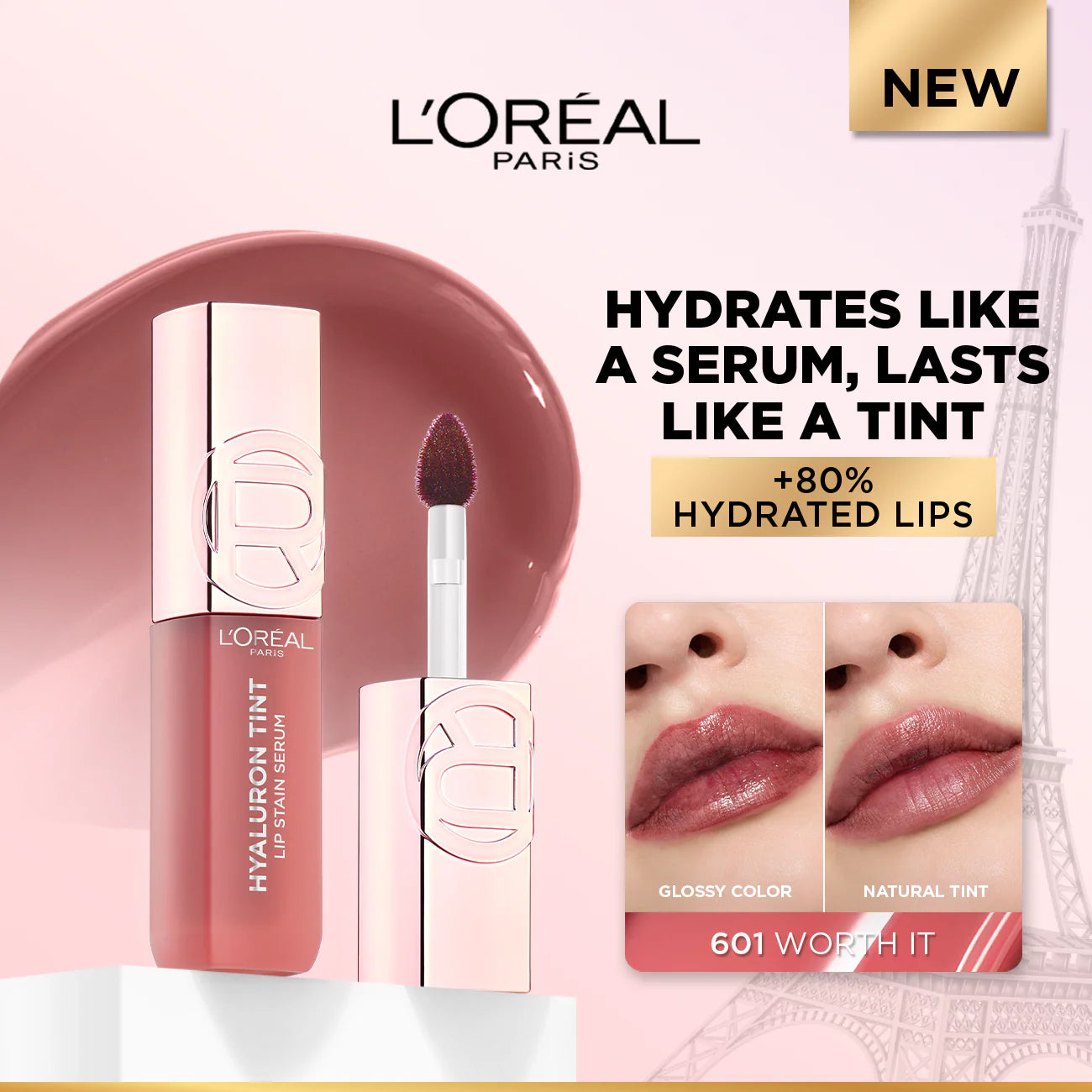 L'Oréal Paris Hyaluron Tint Lip Stain Serum Long Lasting, Hydrating Lip Makeup Infused with Hyaluronic Acid 5ml
