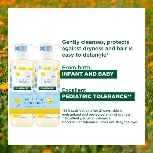 2x Klorane Baby Gentle Foaming Gel 500ml