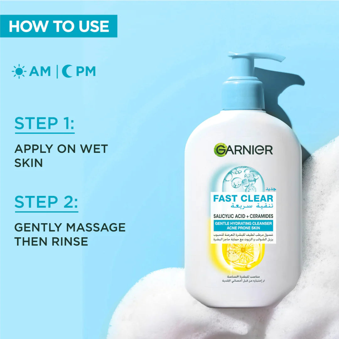 Garnier Fast Clear Gentle Cleanser Hydrating Face Wash