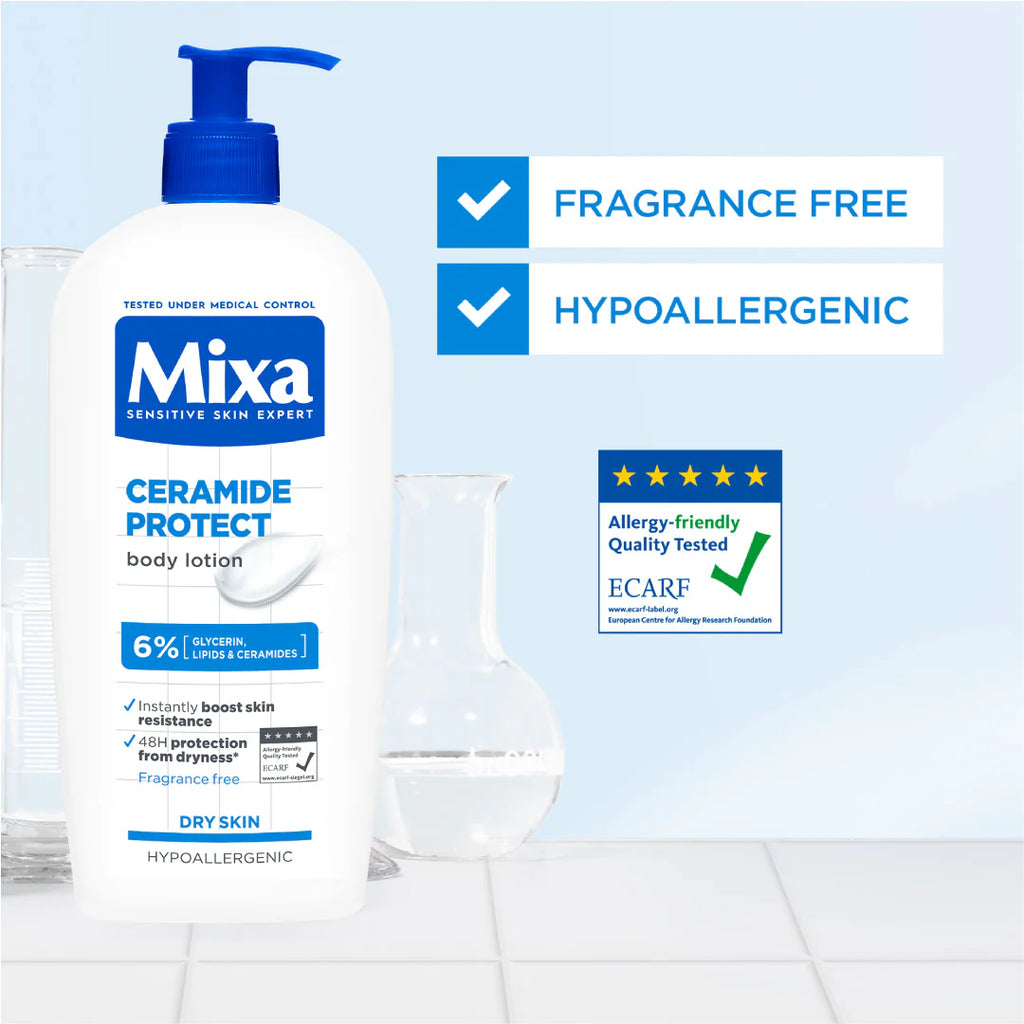 Mixa Ceramide Protect Body Lotion - For Dry, Very Dry and Sensitive Skin With 6% Glycerin, Lipids & Ceramides