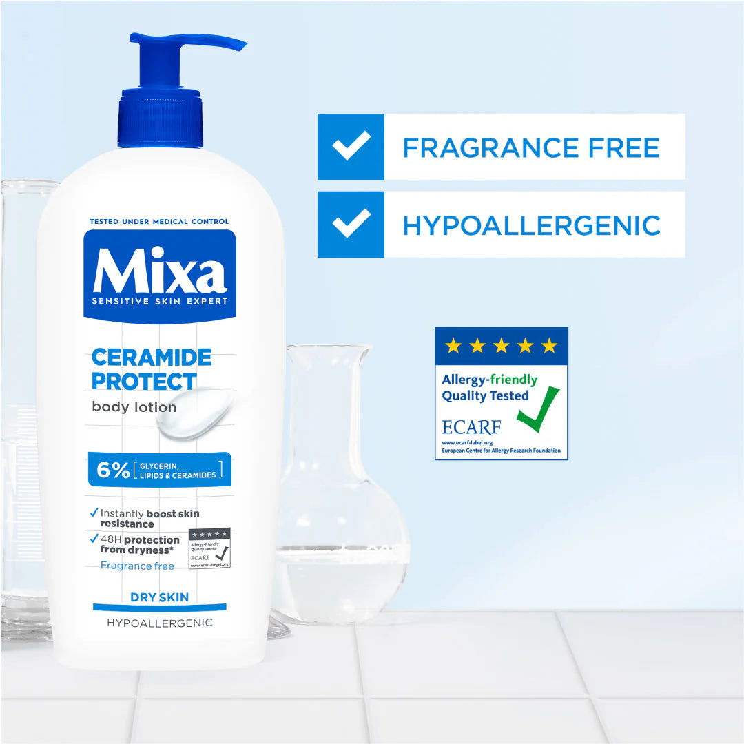 Mixa Ceramide Protect Body Lotion - For Dry, Very Dry and Sensitive Skin With 6% Glycerin, Lipids & Ceramides