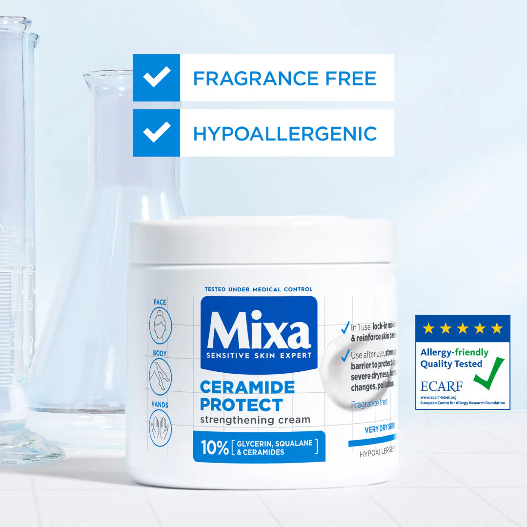 Mixa Ceramide Protect Face, Hands & Body Cream Jar For Dry, Very Dry and Sensitive Skin