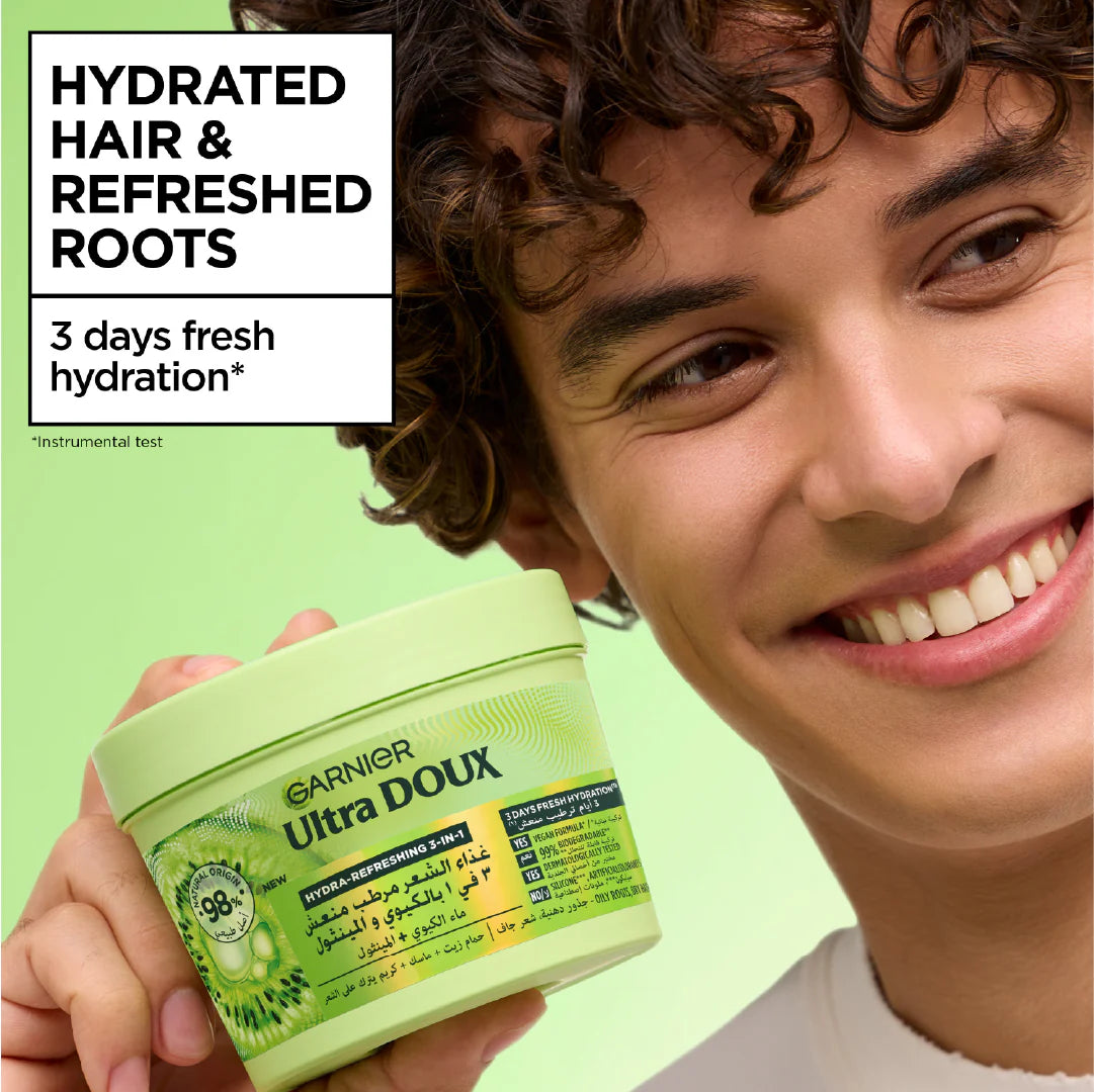 Garnier Ultra Doux Hair Food Kiwi Hydrating Hair Mask for Oily Roots & Dry Hair – 390ml