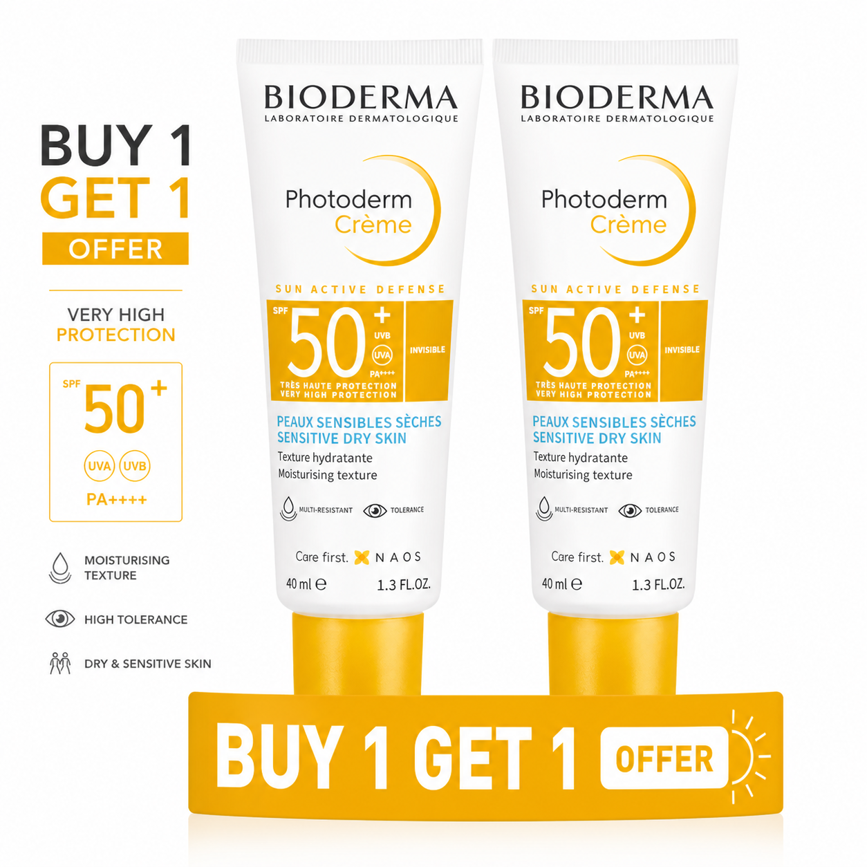 Bioderma Photoderm Crème SPF50+ Dry Skin 40ml (Buy 1 Get 1)