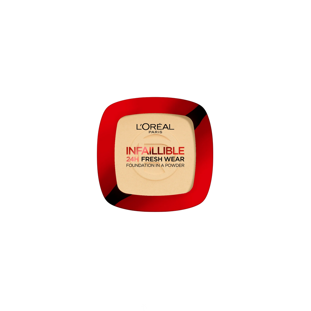 L’Oréal Paris Infaillible Up to 24H Fresh Wear Foundation in a Powder- Waterproof, Heatproof, Sweatproof