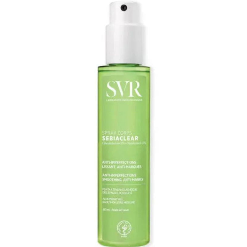 Green skincare bottle with white cap on a white background