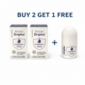 Two boxes and a bottle of Shield Dryplus antiperspirant on a white background with promotional text.