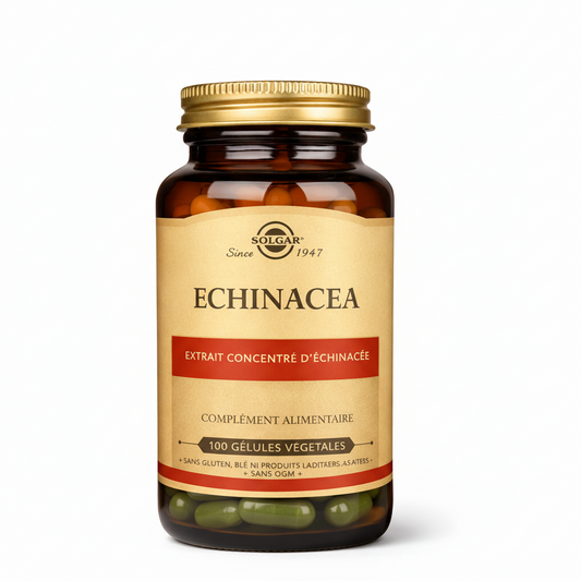 Solgar Echinacea supplement bottle on a white background