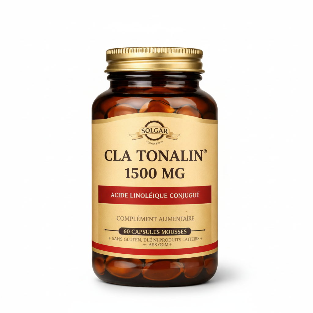 Solgar CLA Tonalin 1500 MG supplement bottle on a white background