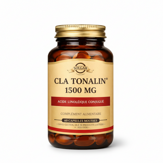 Solgar CLA Tonalin 1500 MG supplement bottle on a white background