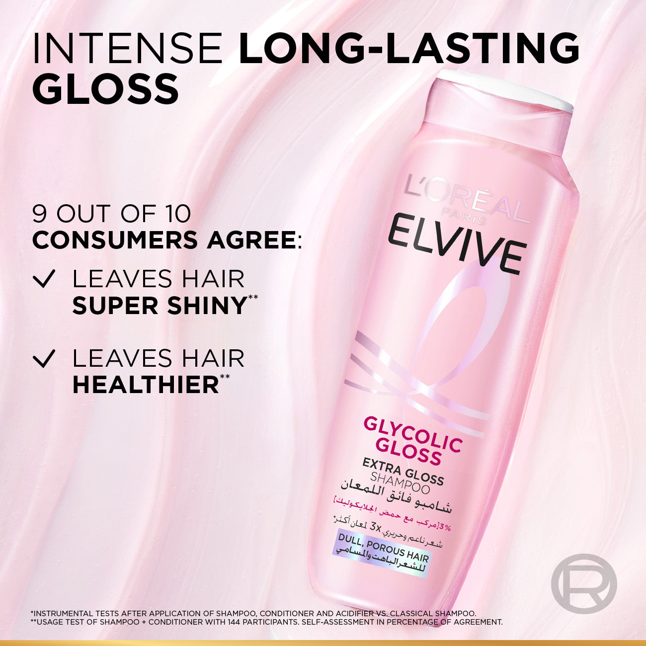 L'Oréal Paris Elvive Glycolic Gloss Extra Gloss Shampoo for Dull Porous Hair Powered by 3% Glycolic Acid