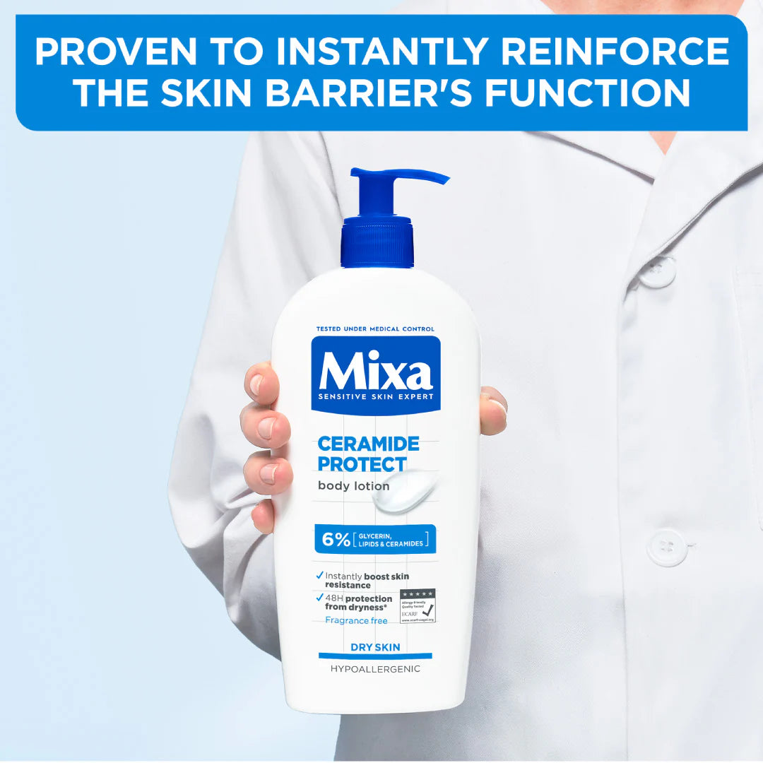 Mixa Ceramide Protect Body Lotion - For Dry, Very Dry and Sensitive Skin With 6% Glycerin, Lipids & Ceramides