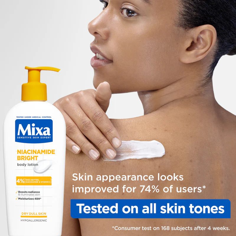 Mixa Niacinamide Bright Body Lotion For Dry & Dull Skin in Need of Unifying With Shea Butter, Niacinamide & Vitamin C