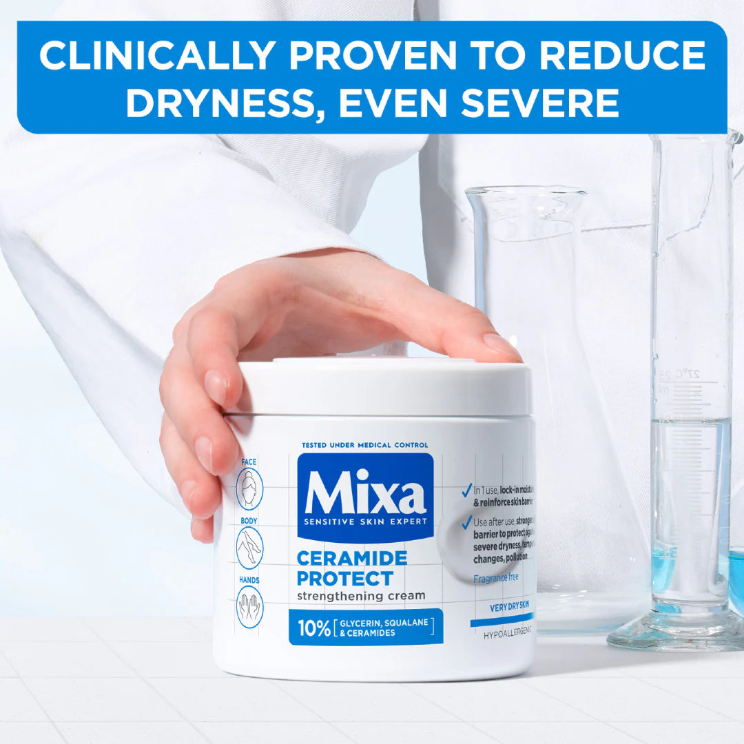 Mixa Ceramide Protect Face, Hands & Body Cream Jar For Dry, Very Dry and Sensitive Skin