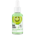 Bottle of essence skin clearing serum with kiwi illustration on a white background
