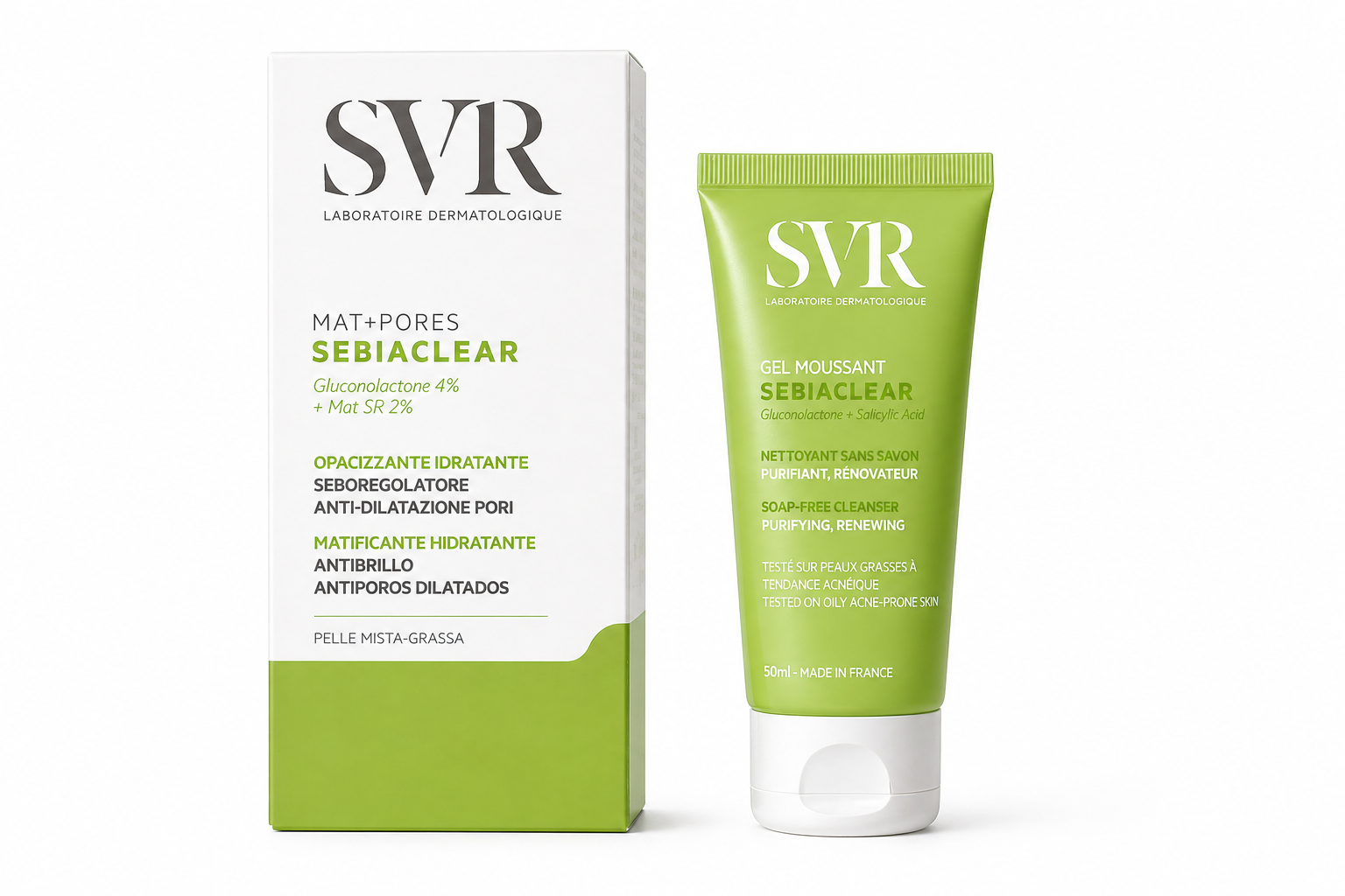 SVR Sebiaclear Mat + Pores Cream + Sebiaclear Gel Moussant Mini