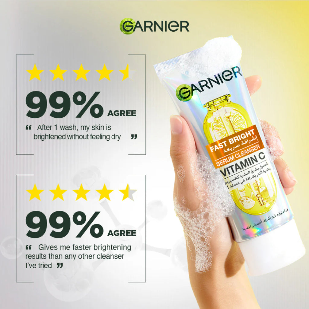 Garnier Fast Bright Serum Cleanser Dual Action Foam Cleanser 100ml