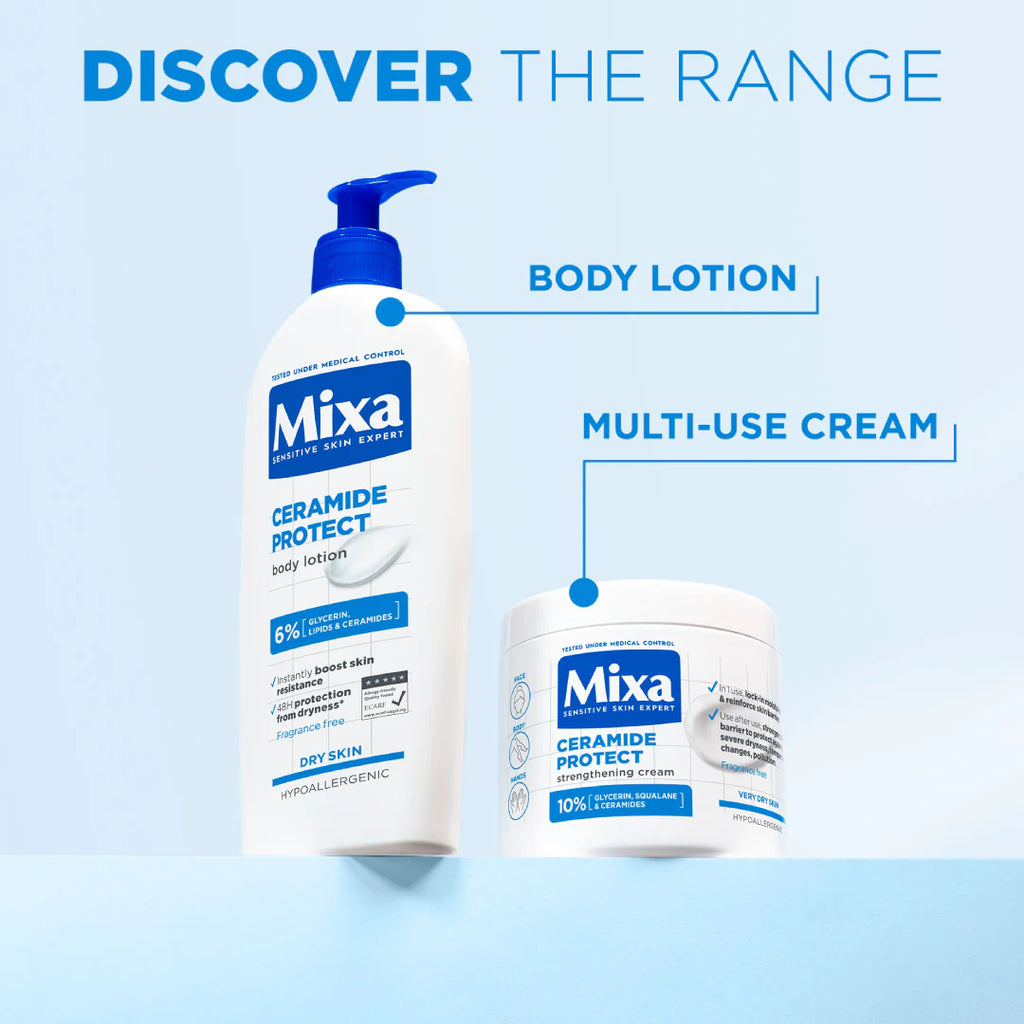 Mixa Ceramide Protect Body Lotion - For Dry, Very Dry and Sensitive Skin With 6% Glycerin, Lipids & Ceramides