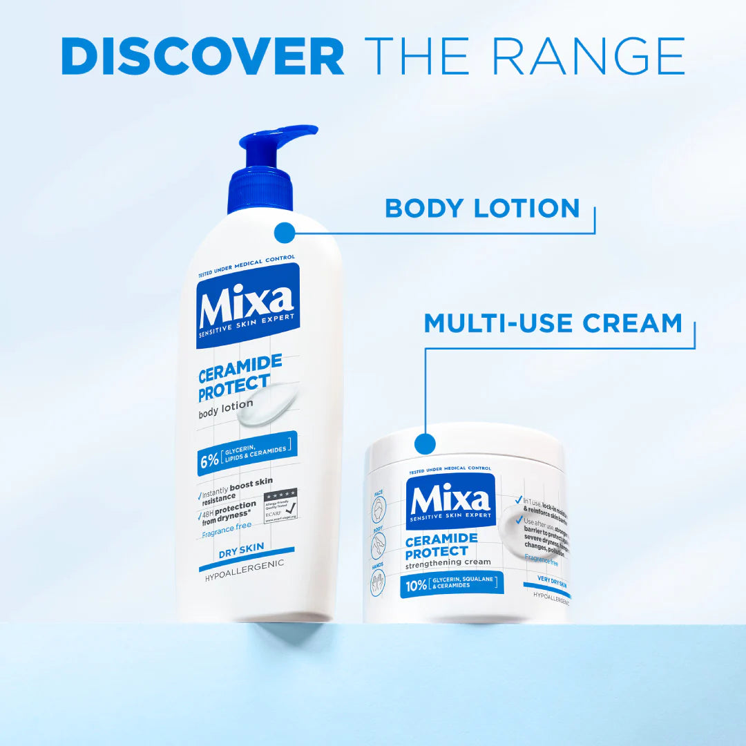 Mixa Ceramide Protect Face, Hands & Body Cream Jar For Dry, Very Dry and Sensitive Skin