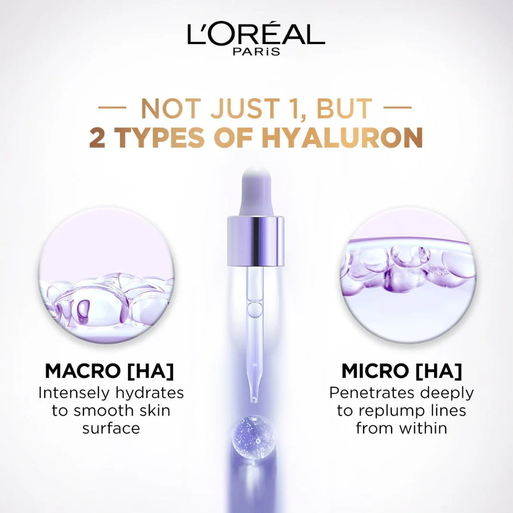L’Oréal Paris, Hyaluron Expert Replumping Face Serum, with 1.5% Hyaluronic Acid, for Fine Lines Reduction, Hydration and Youthful Looking Skin , 30ml