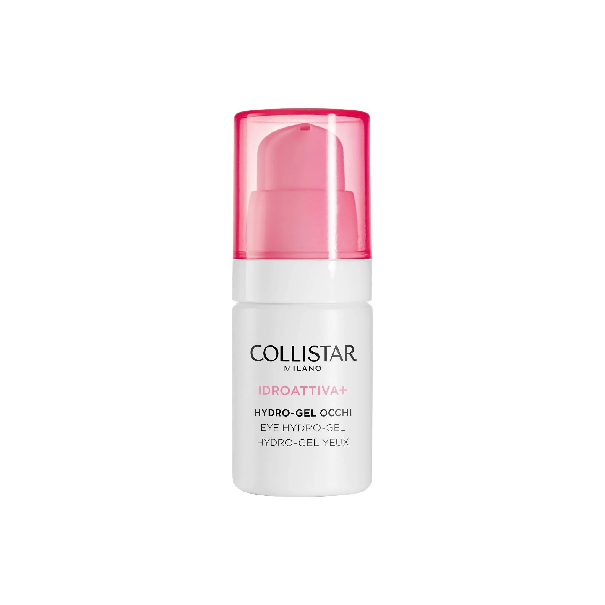 Collistar eye gel with pink cap on a white background