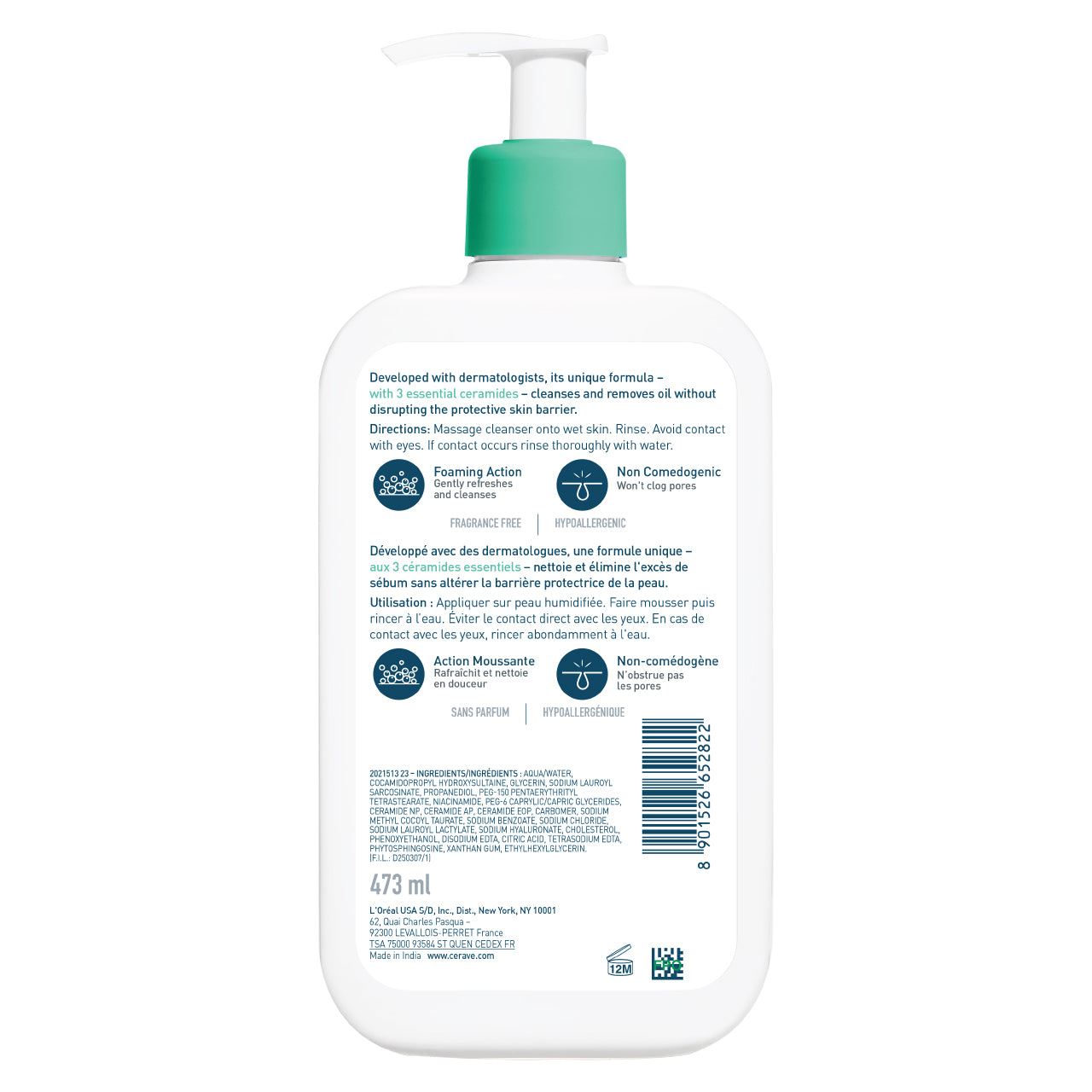 CeraVe Foaming Cleanser for Normal to Oily Skin with Hyaluronic Acid