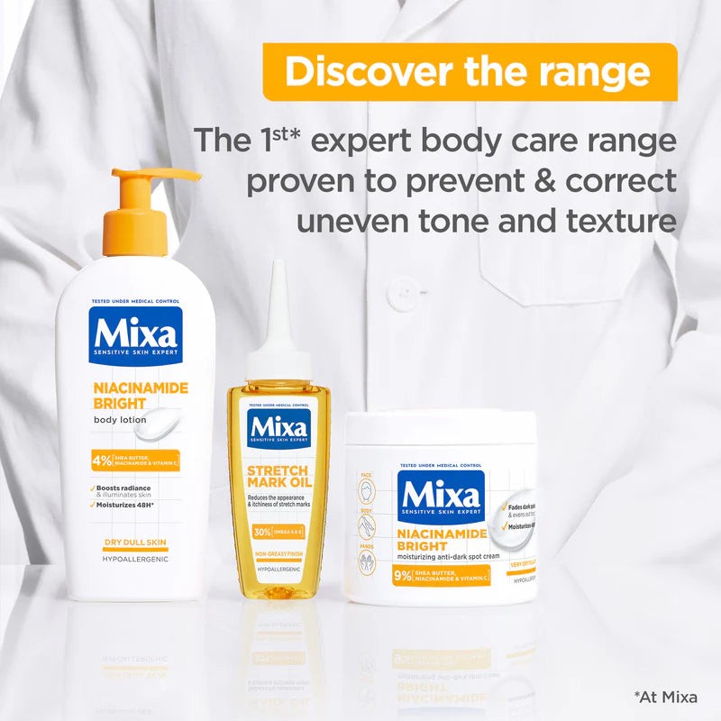Mixa Niacinamide Bright Body Lotion For Dry & Dull Skin in Need of Unifying With Shea Butter, Niacinamide & Vitamin C