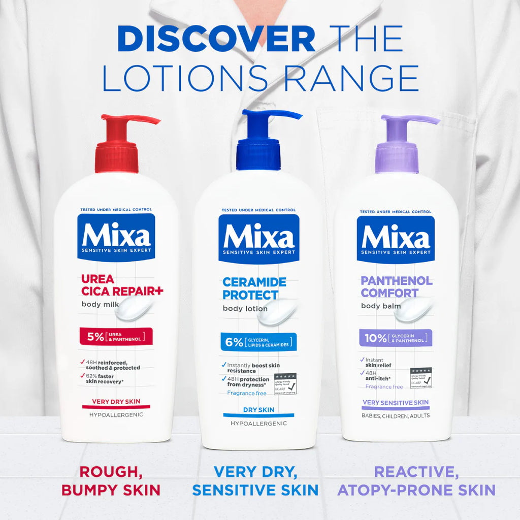 Mixa Ceramide Protect Body Lotion - For Dry, Very Dry and Sensitive Skin With 6% Glycerin, Lipids & Ceramides