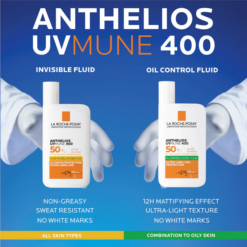 La Roche-Posay Anthelios UVMune 400 Oil Control Invisible Fluid Sunscreen SPF 50+ for Oily Skin 50ml