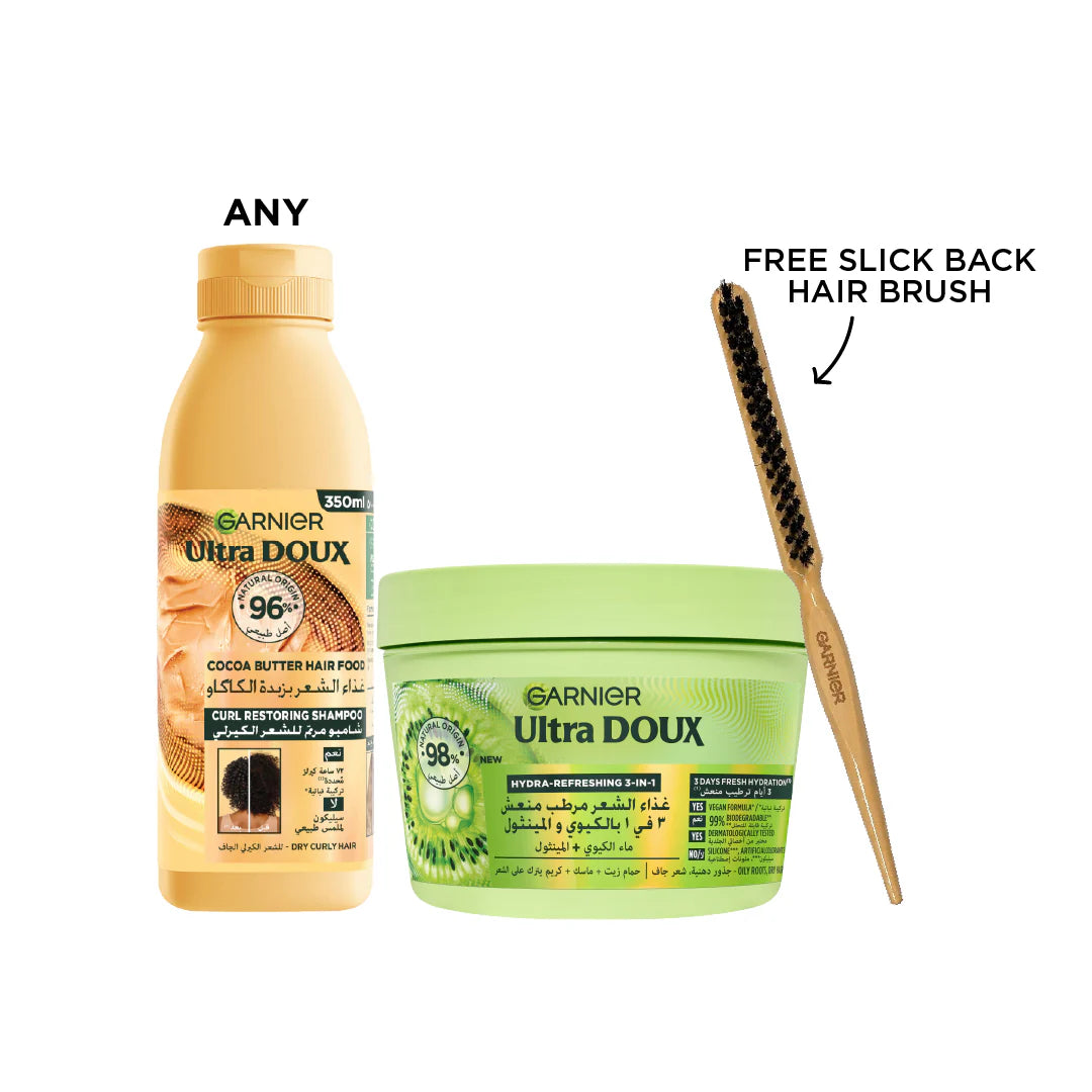 Garnier Hair Mask For Oily Roots & Hair Food Bundle + Free Brush