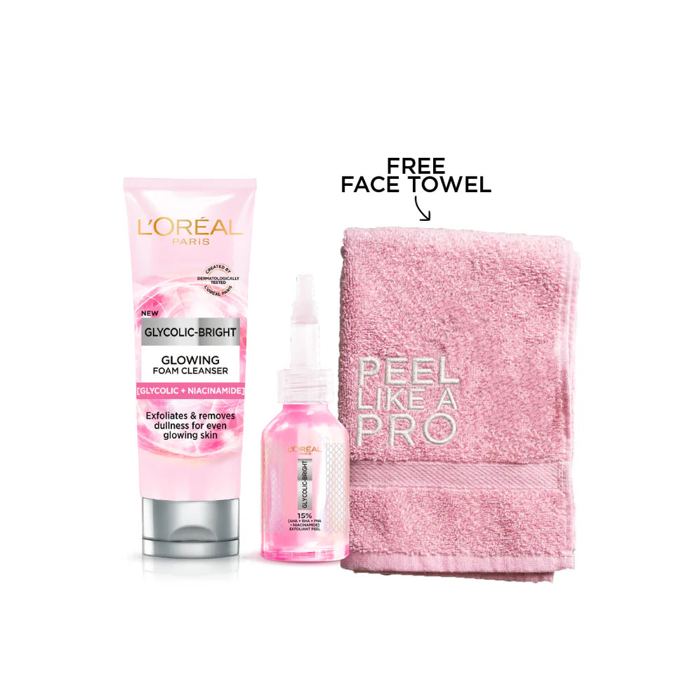 Glycolic-Bright Foam Cleanser + Anti-Dark Spot Exfoliant Peel + FREE Tow