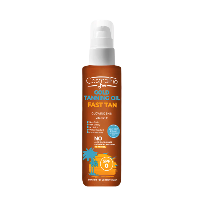 Cosmaline Sun Fast Tan Tanning Oil 190ML – Water-Resistant, Vitamin E, Fast Golden Tan