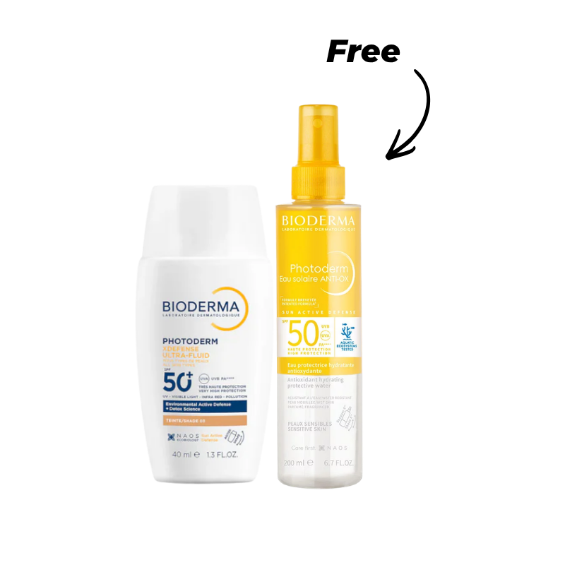 Buy Bioderma Photoderm Eau Solaire Anti-Ox SPF50 200ml & Get Bioderma Photoderm Xdefense Ultra Fluid Spf50+ Tinted 40ml FREE